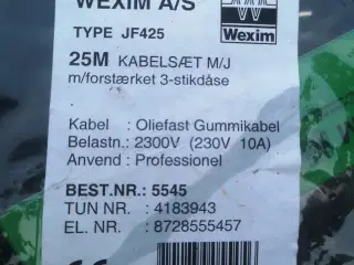 Forlænger kabel gummi olie resistent
