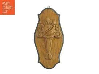 Udskåret Træ væg ophæng med blomstermotiv (str. 26 cm)