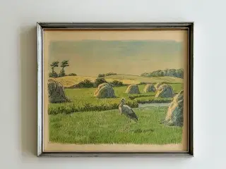 Johannes Larsen, stork på marken