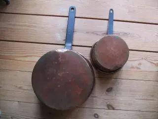Kobber kasseroller, 2 stk.