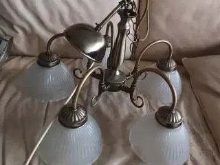 SMUK ANTIK ART DECO LYSEKRONE I GLAS & MESSING