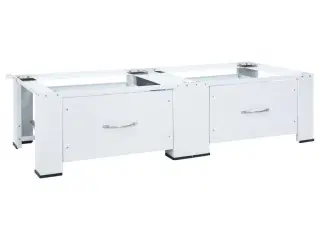 Dobbelt vaskemaskinepiedestal med skuffer hvid