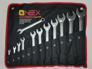 Ringgaffelnøglesæt med 12 stk. i str. Fra 6 - 32 mm.