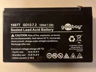 12 V 7.2 ah.