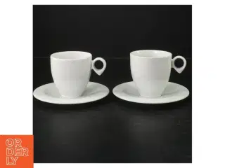 Sæt af 2 hvid kaffekopper med underkopper fra Figgjo (str. 8 cm. 2 styk)
