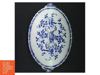 Oval porcelænsfad med låg (str. 26x17 cm)