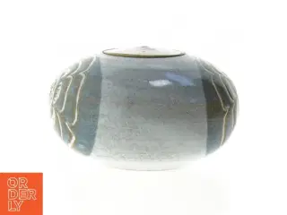 Keramik vase med blomsterdesign fra Hellerøe (str. 11 cm)