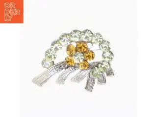 Vintage broche med rhinsten (str. 3 cm)