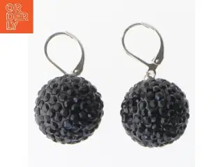 Øreringe med sorte sten (str. Ø 2 cm)