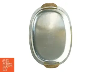 Oval metalbakke med træhåndtag (str. 33 x 22 cm)