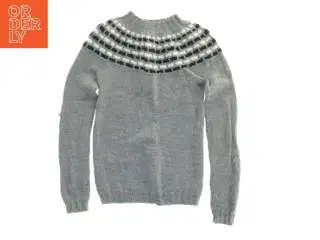 Strikket sweater med mønster (str. Bryst 30 cm længde 47 cm armlængde 50 cm)