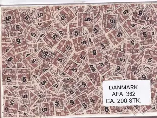 Danmark 200 stk Afa 362 Stemplet/ustemplet.