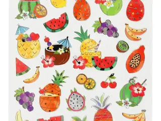 Stickers, eksotiske frugter, ark 15x16,5 cm, 1 ark