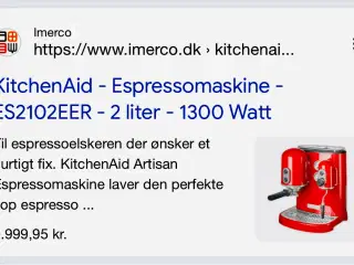 Kitchen Aid Artisan Expressomaskine
