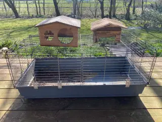 2 x bur til marsvin med tilbehør