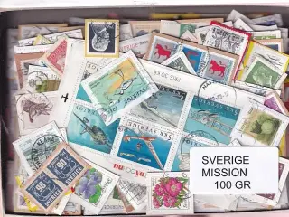 Sverige Mission - 100 g. Tæt enkeltklip, mange mærker.