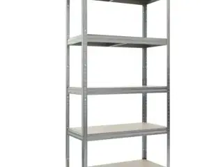 2 stk. Work-it stålreol med 5 træhylder 1800×900×300 mm galvaniseret