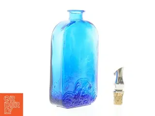 Blå glasflaske med prop (str. 11,5 x 19 cm)