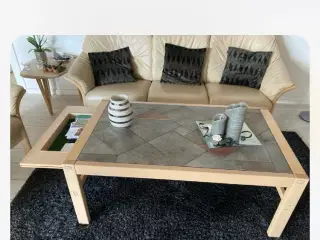 Sofabord  i bøg med kakler og indbygget skuffe