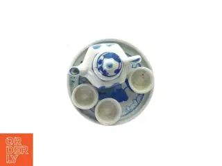 Miniature testel med 4 kopper, kande og bakke (str. Bakke Ø: 9 cm) (str. Bakke Ø: 9 cm)