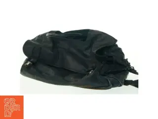 Sort skuldertaske i læder (str. 47x37x27 cm)