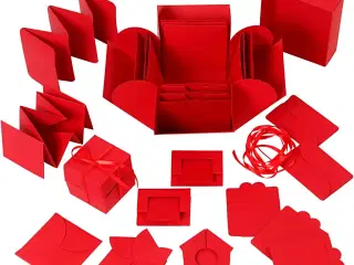Explosion box, str. 7x7x7,5+12x12x12 cm, rød, 1 stk.