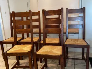 Spisebordsstole mørk eg med fletsæde