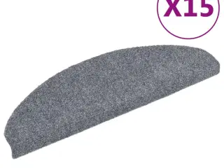 Selvklæbende trappemåtter 15 stk. nålenagle 65 x 21 x 4 cm lysegrå