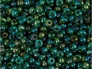Rocaiperler, diam. 3 mm, str. 8/0, hulstr. 0,6-1,0 mm, grøn olie, 25g/ 1 pk.
