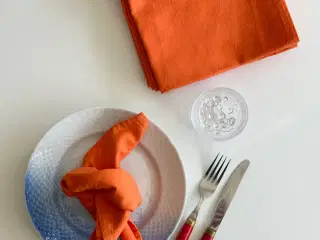 Orange stofservietter, 9 stk samlet