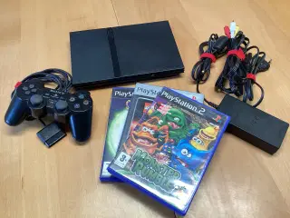 PS2 slim med 3 spil