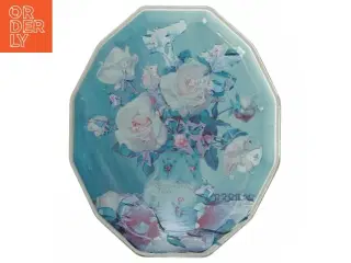 Vintage kagedåse med blomsterdesign (str. 21x18 cm)