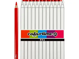 Colortime Farveblyanter, L: 17,45 cm, mine 5 mm, JUMBO, rød, 12stk./ 1 pk.