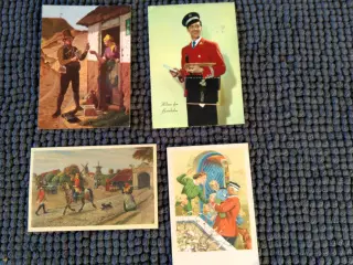 Flotte postkort med postbude / postvæsenet