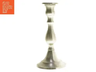 Sølvfarvet lysestage i metal (str. 20 cm)