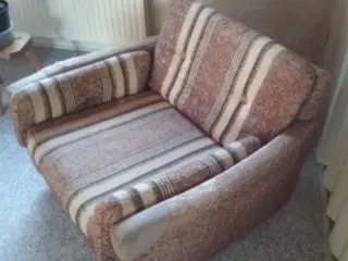 3 persons sofa + 2 lænestole brun / hvide striber 