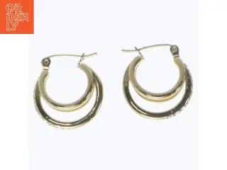 Guld øreringe med sten (str. Ø 2 cm)