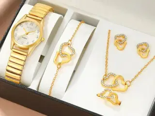 * Lækkert gavesæt til kvinder - med smukt ur i gul