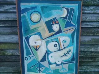 "Tegn i blåt" flot maleri af Ole Dencker