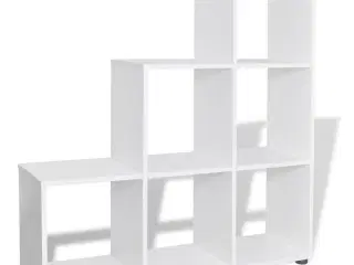 Trappeformet bogreol/displayhylde 107 cm hvid