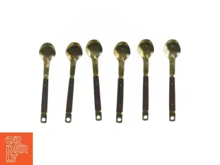 6 stk. Retro Teskeer Messing & Palisander Fi3126 (str. 15 x 3 cm)