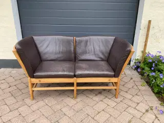 Sofa, læder/ egetræ 