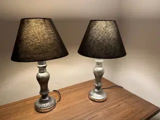 Sæt med 2 elegante bordlamper – sølvlook med sorte