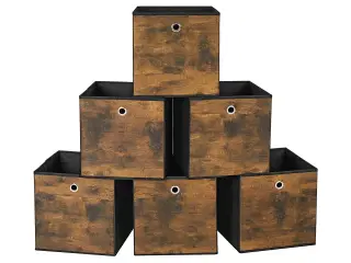 Sammenklappelige opbevaringskuber – sæt med 6, 30 × 30 × 30 cm, tøj- og legetøjsopbevaring, rustik brun/sort