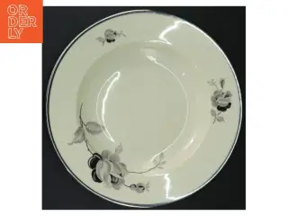 Porcelænstallerkner med sort rose fra KPM (str. Ø. 26 cm)