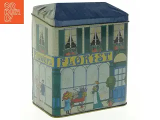 Dekorativ dåse med blomsterbutiksmotiv (str. 14 x 8 cm)
