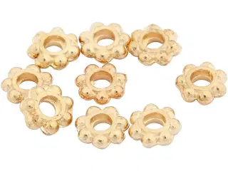 Ledperle, diam. 6 mm, hulstr. 2 mm, forgyldt, 100stk./ 1 pk.
