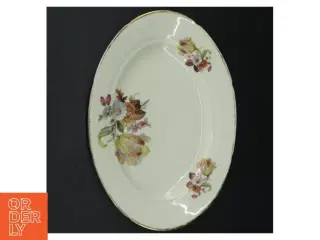 Flot fad med blomsterdekoration (str. 29 cm)