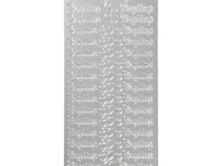 Stickers, bryllup, ark 10x23 cm, sølv, 1 ark