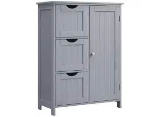 Badeværelsesskab gulv – VASAGLE, 3 skuffer, justerbar hylde, fritstående, 30 × 60 × 80 cm, duegrå